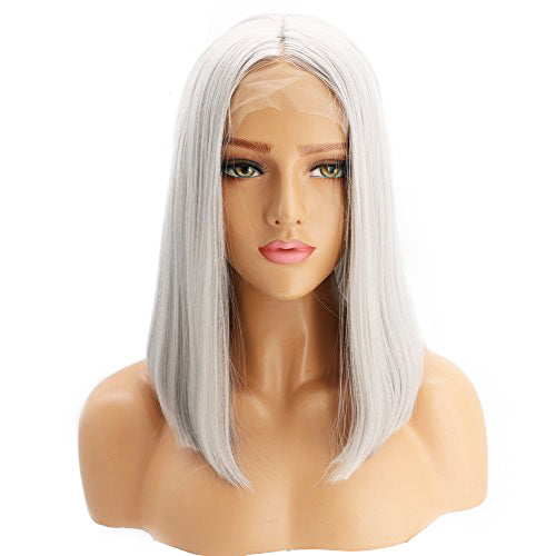 LACE FRONT WIG 12″ LIGHT GREY 130% DENSITY