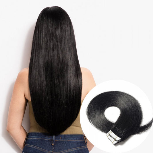Tape In Hair Extensions Jet Black, 22"